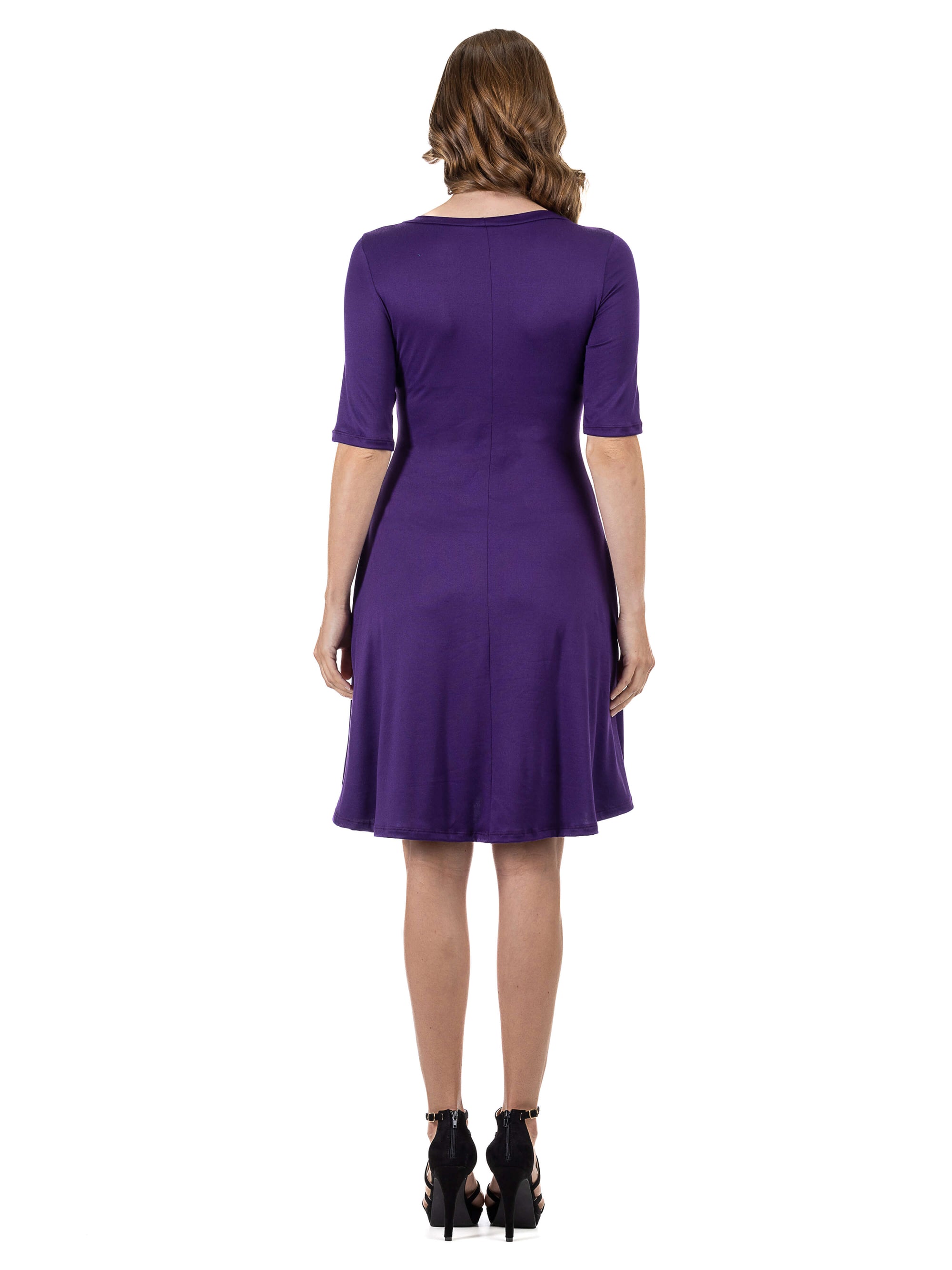 A Line Knee Length Dress with Elbow Length Sleeves