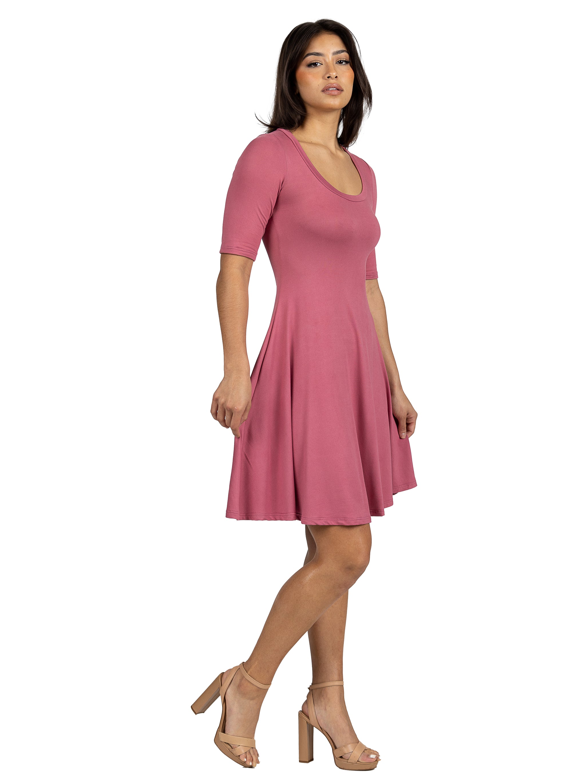 A Line Knee Length Dress with Elbow Length Sleeves – 24seven