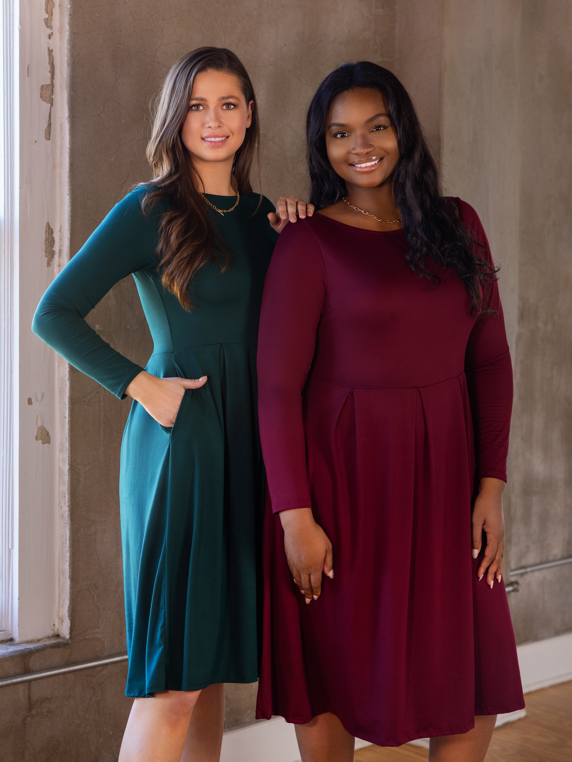 Midi Length Fit N Flare Pocket Dress