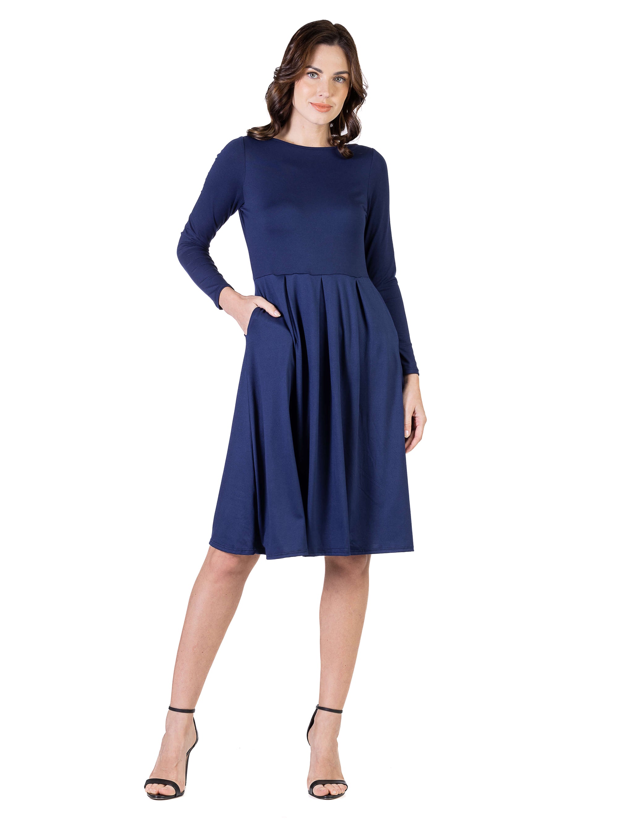 Midi Length Fit N Flare Pocket Dress