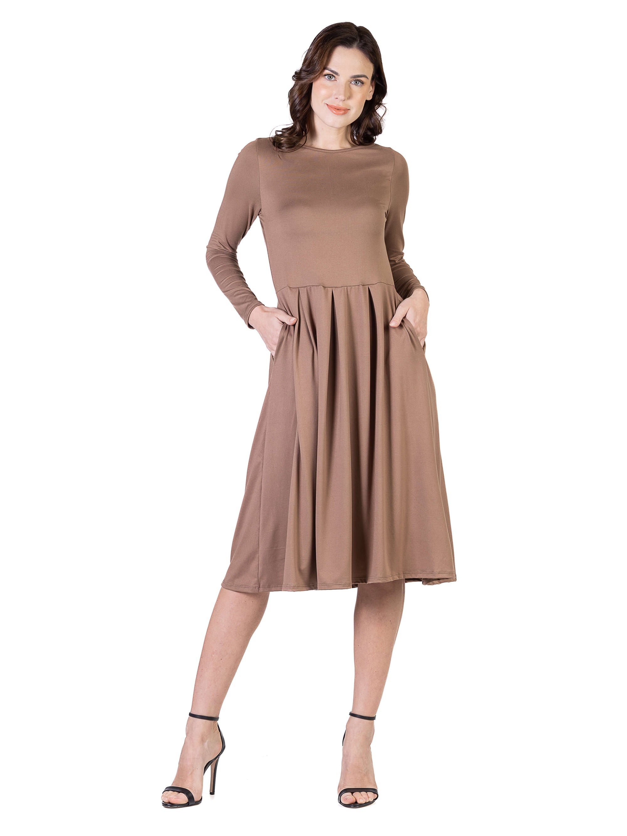 Midi Length Fit N Flare Pocket Dress