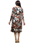 24seven Comfort Apparel Long Sleeve Midi Dress in Animal Print