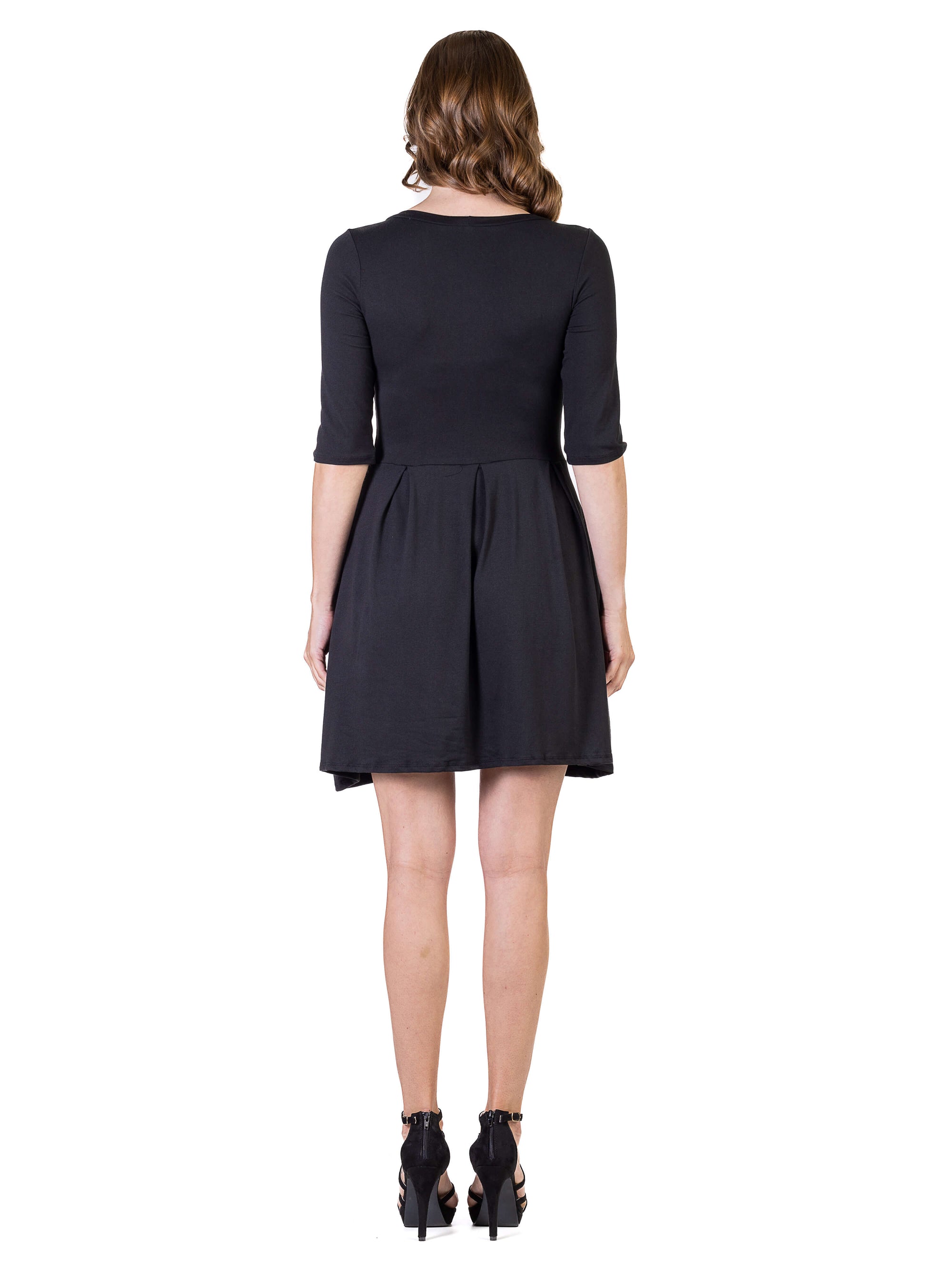 Three Quarter Sleeve Fit and Flare Mini Dress