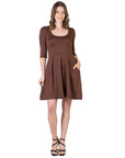 Three Quarter Sleeve Fit and Flare Mini Dress