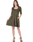 Three Quarter Sleeve Fit and Flare Mini Dress