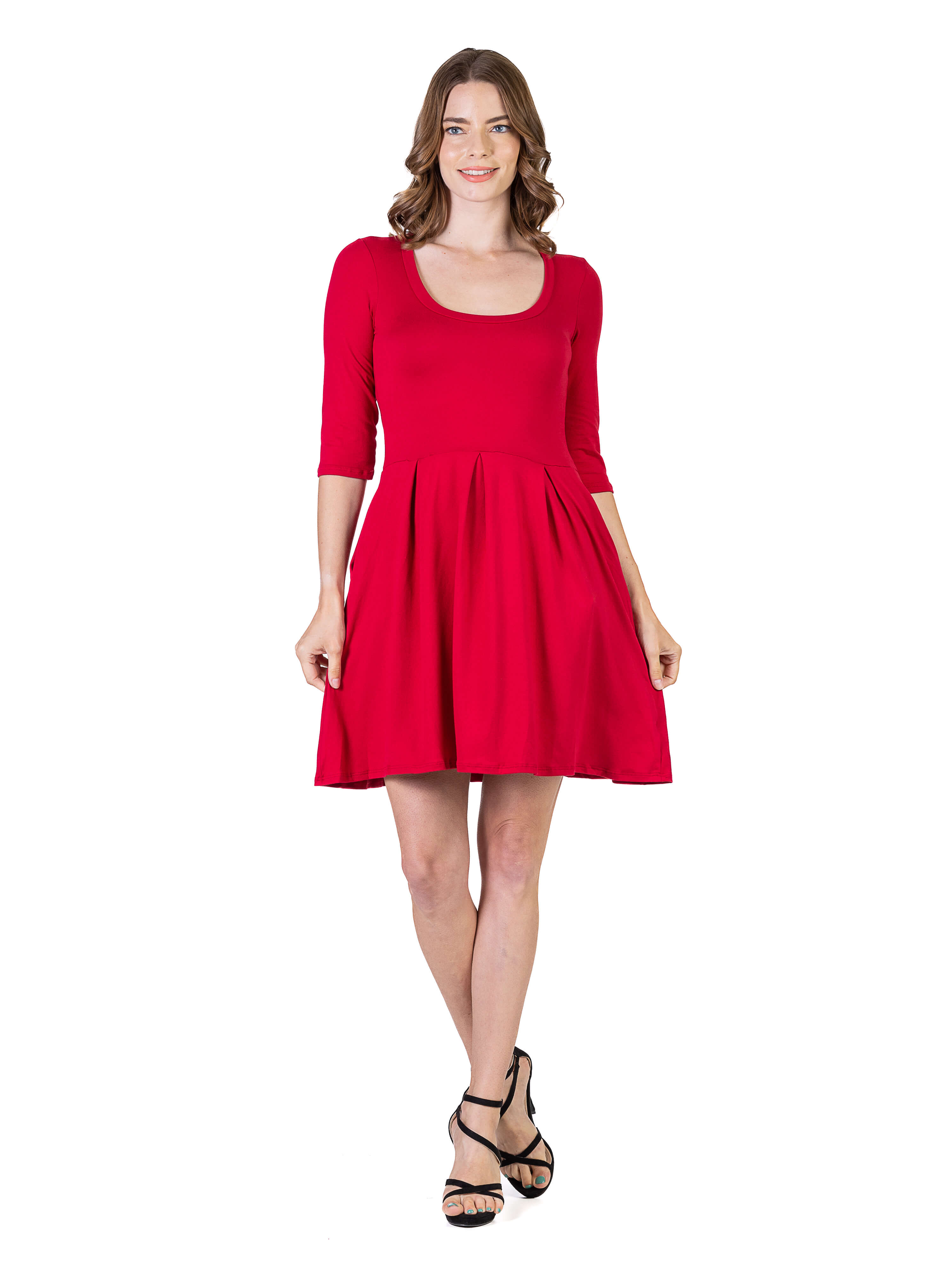 Fit and flare mini dress with sleeves clearance
