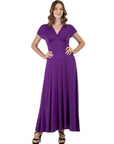 Womens Cap Sleeve V Neck Maxi Dress