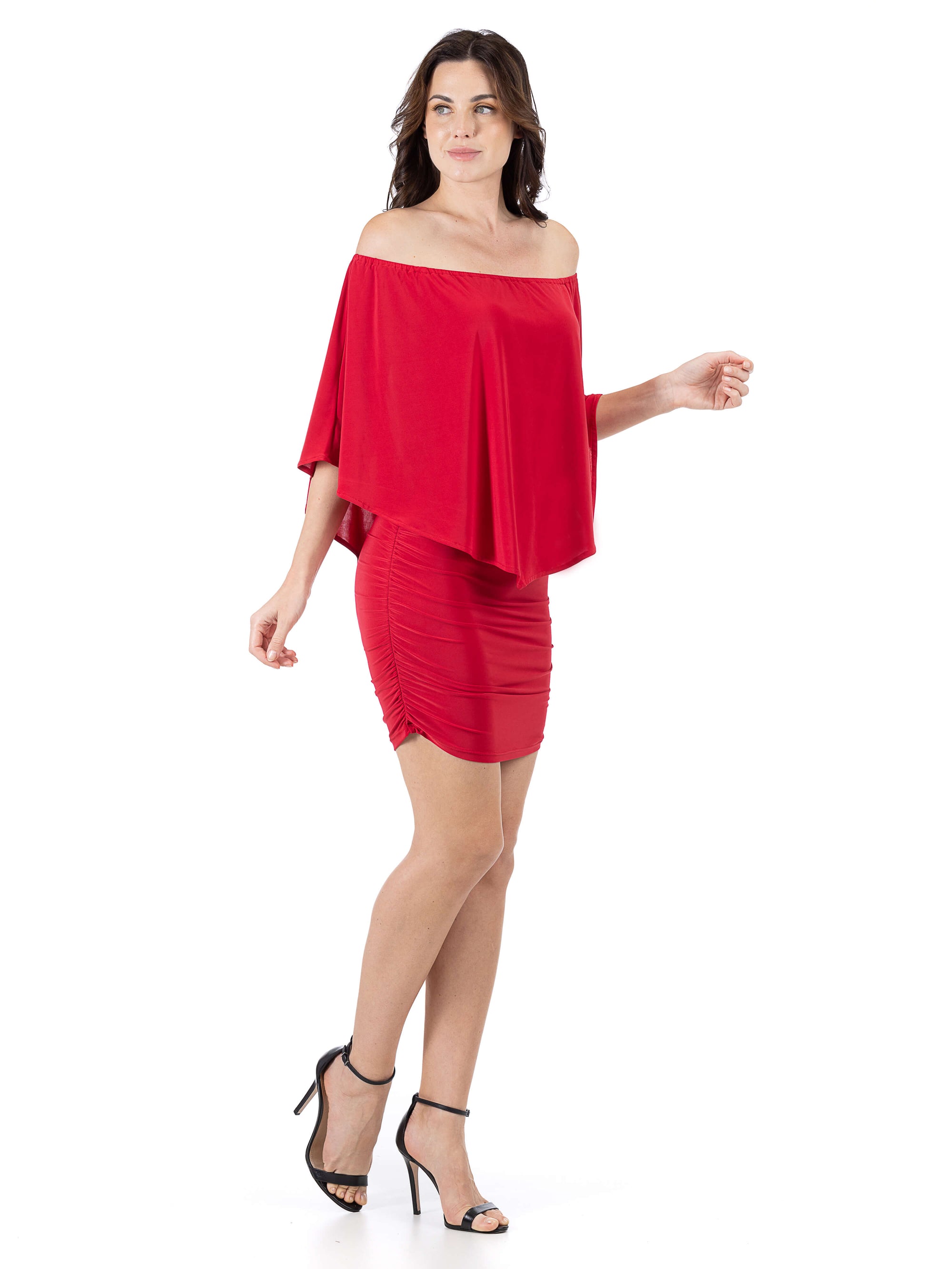 Convertible Womens Bodycon Mini Dress Ruffled Sleeve