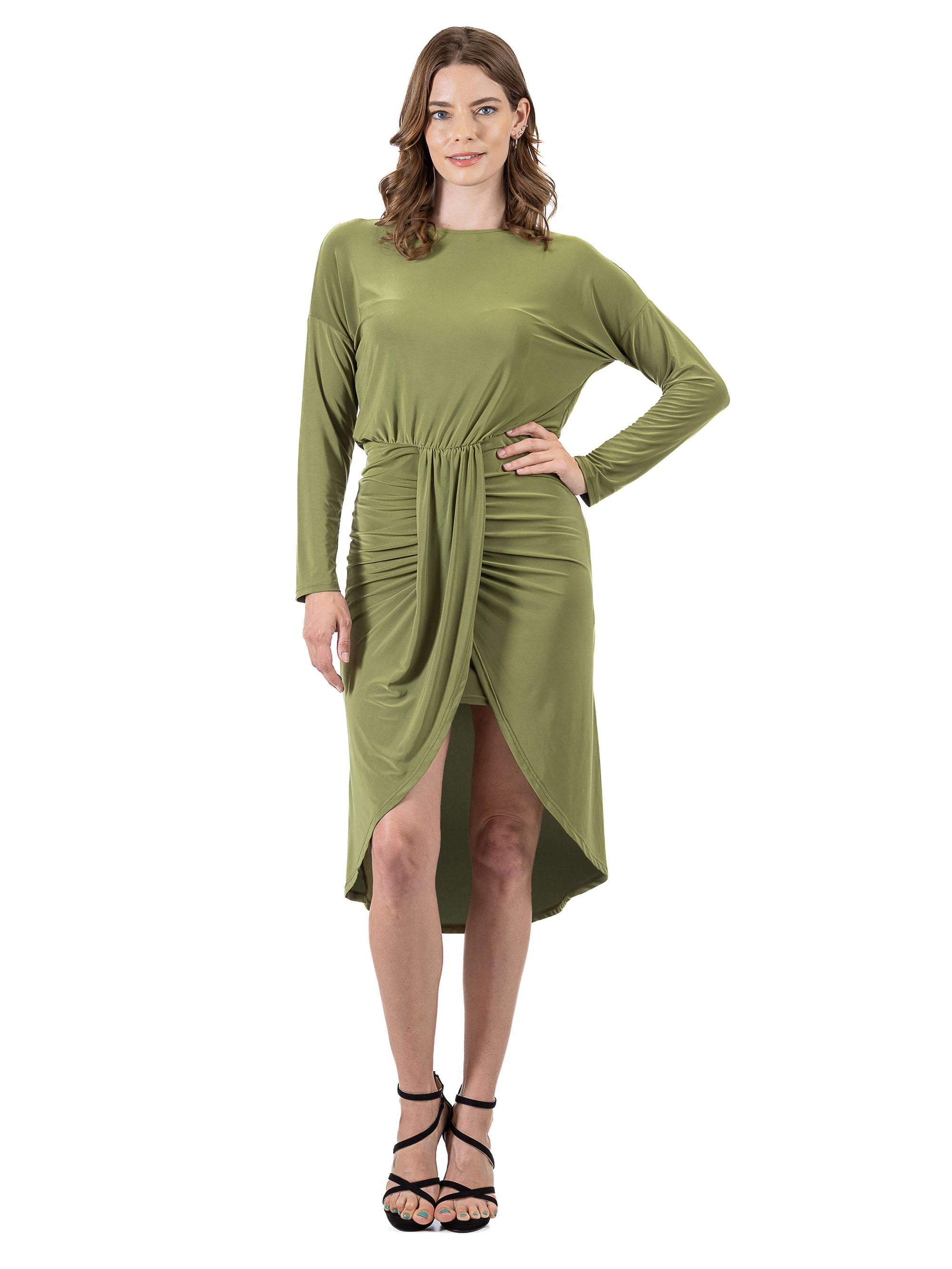 Long Sleeve Dressy Tulip Skirt Knee Length Dress