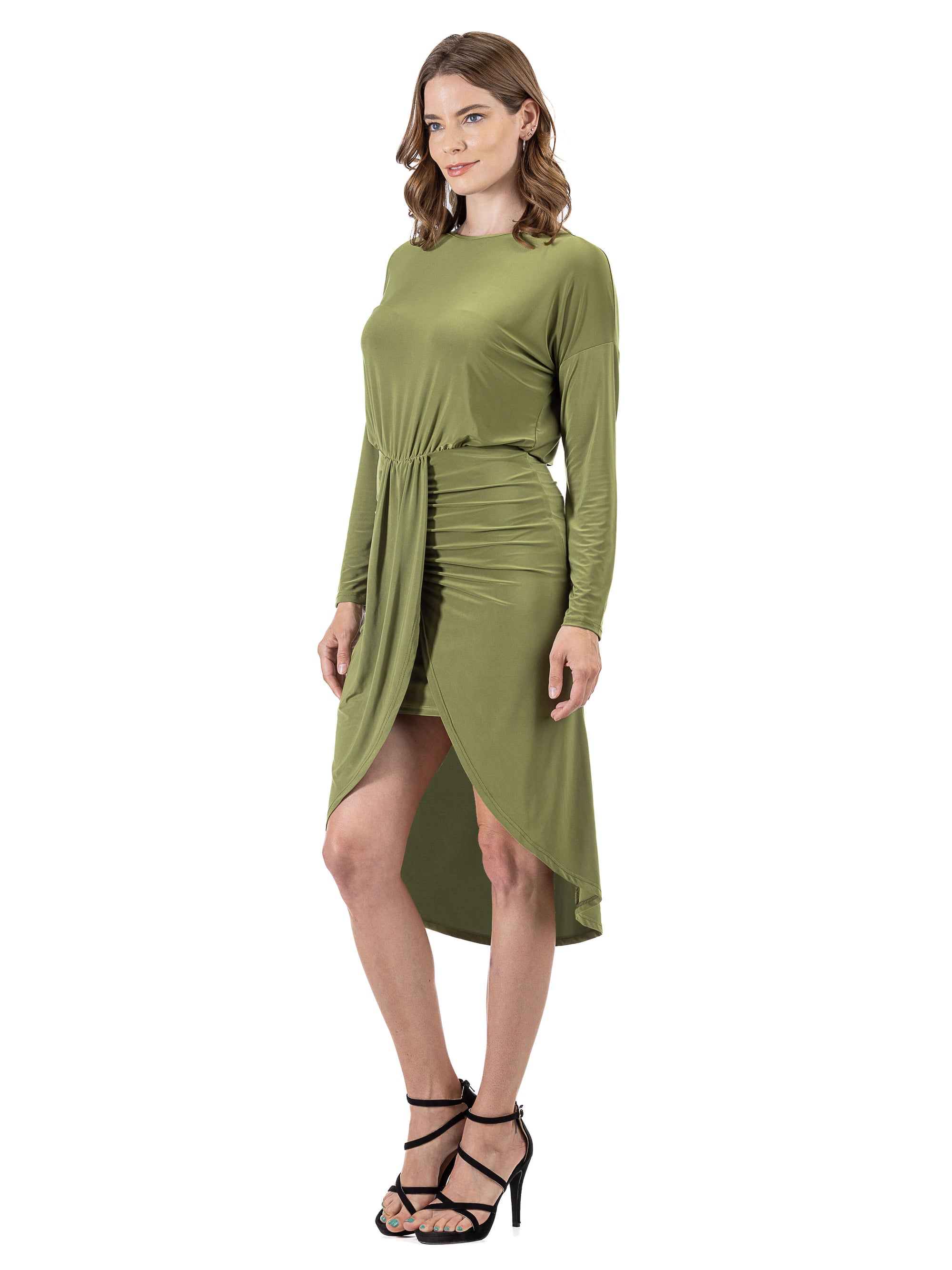 Long Sleeve Dressy Tulip Skirt Knee Length Dress