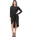 Long Sleeve Dressy Tulip Skirt Knee Length Dress