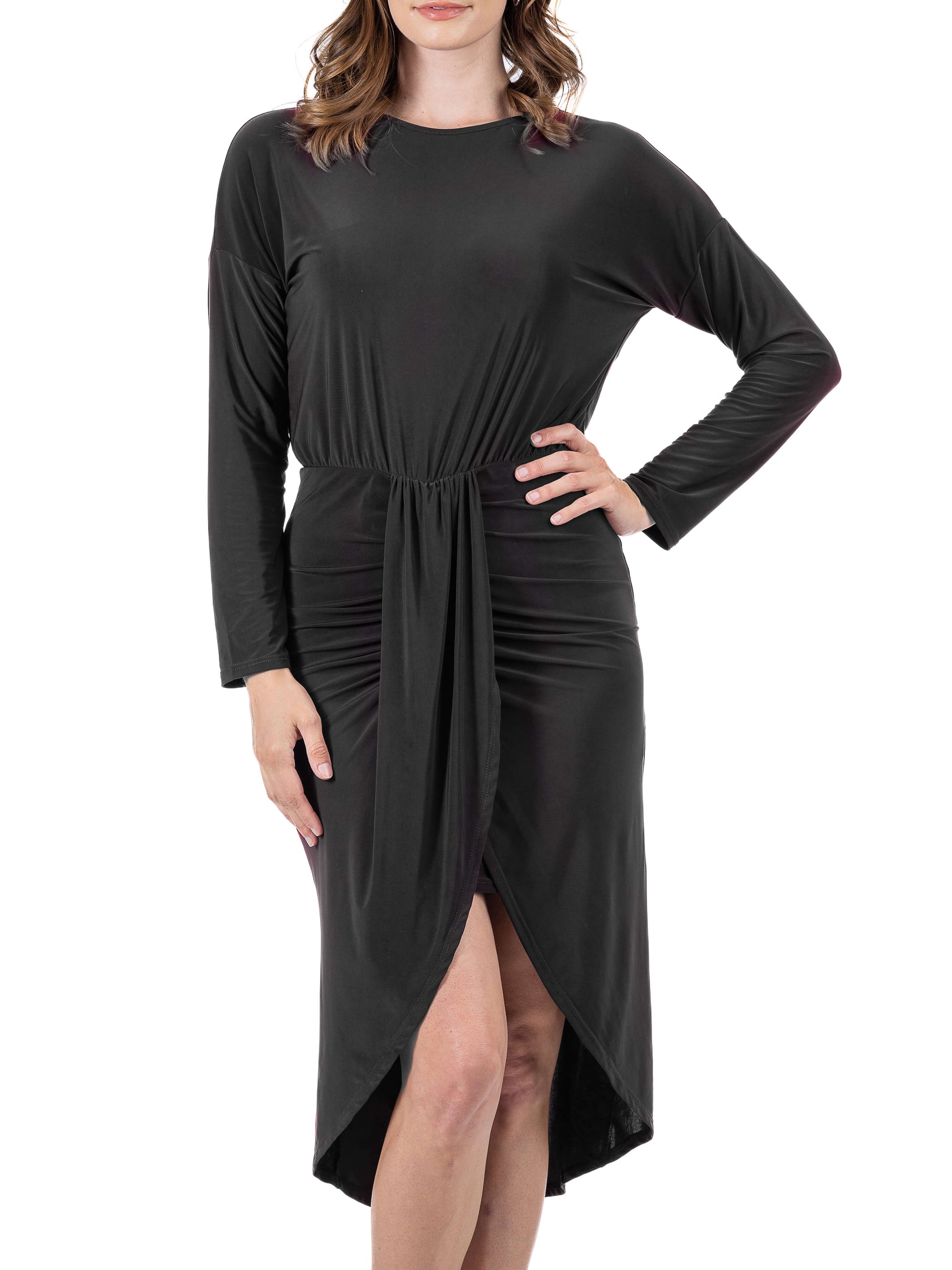 Long Sleeve Dressy Tulip Skirt Knee Length Dress