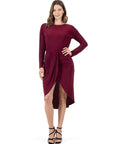 Long Sleeve Dressy Tulip Skirt Knee Length Dress