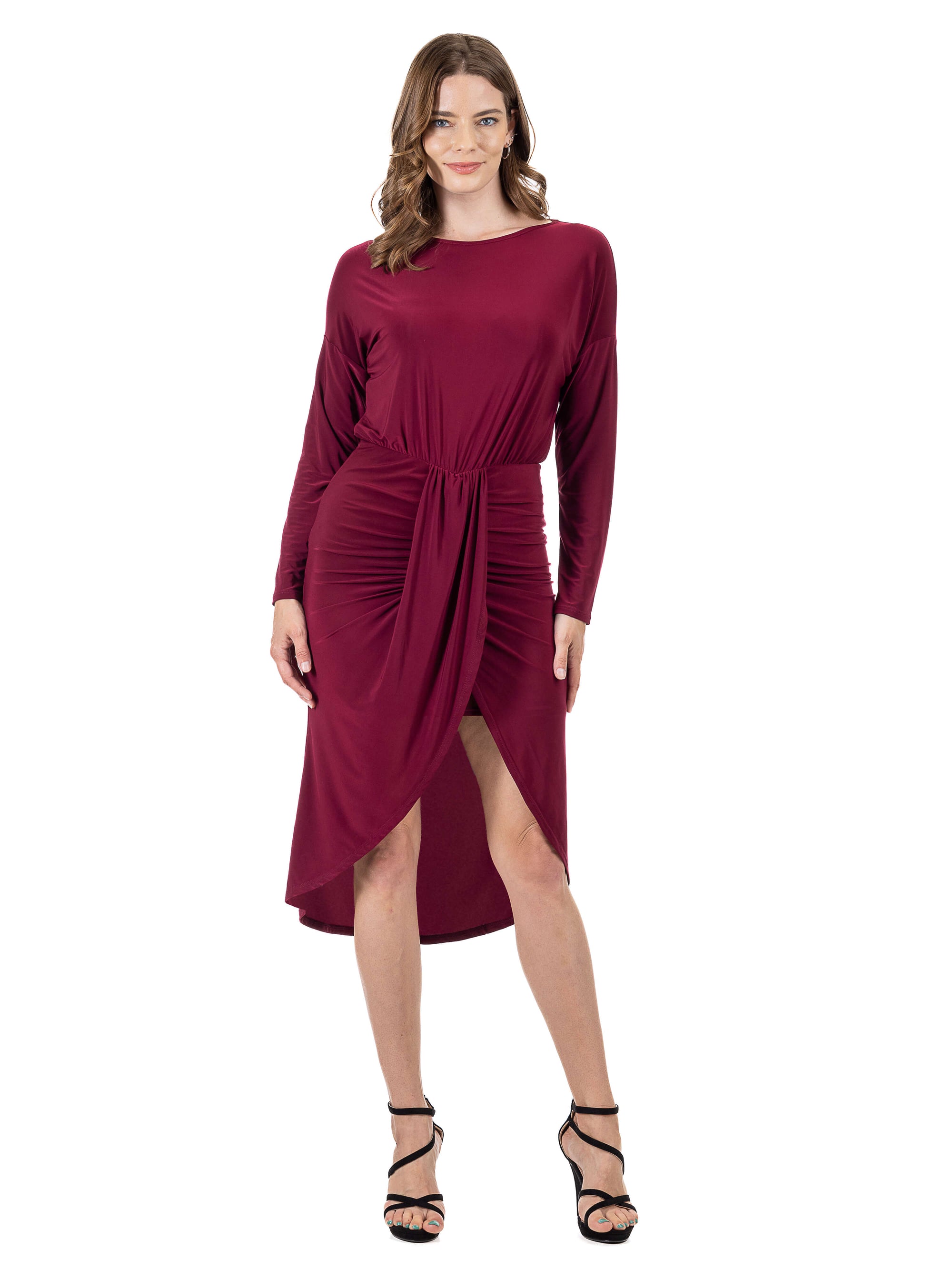 Long Sleeve Dressy Tulip Skirt Knee Length Dress
