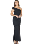 Formal One Shoulder Rouched Mermaid Maxi Dress