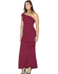 Formal One Shoulder Rouched Mermaid Maxi Dress