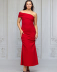 Formal One Shoulder Rouched Mermaid Maxi Dress