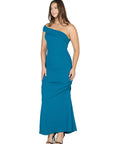 Formal One Shoulder Rouched Mermaid Maxi Dress