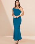 Formal One Shoulder Rouched Mermaid Maxi Dress