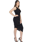 Womens One Shoulder Ruched Bodycon Dress