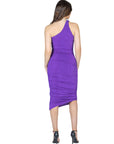 Womens One Shoulder Ruched Bodycon Dress