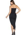 Womens Cowl Neck Long Asymmetrical Backless Halter Dress