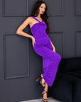 Womens Halter Cross Neck Ruched Bodycon Mid Dress