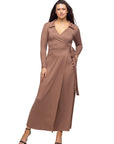 Comfortable Collared Wrap Maxi Dress