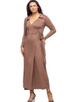 Comfortable Collared Wrap Maxi Dress