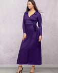 Comfortable Collared Wrap Maxi Dress