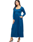 Long Sleeve Empire Waist Pocket Maxi Dress