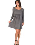 Long Sleeve Babydoll Knee Length Dress
