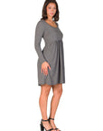 Long Sleeve Babydoll Knee Length Dress