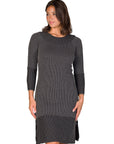 Ribbed Knit Long Sleeve Split Hem Sweater Dress