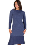 Ribbed Knit Long Sleeve Split Hem Sweater Dress