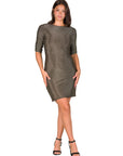 Elbow Length Sleeve Shimmer Bodycon Mini Party Dress