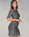 Elbow Length Sleeve Shimmer Bodycon Mini Party Dress