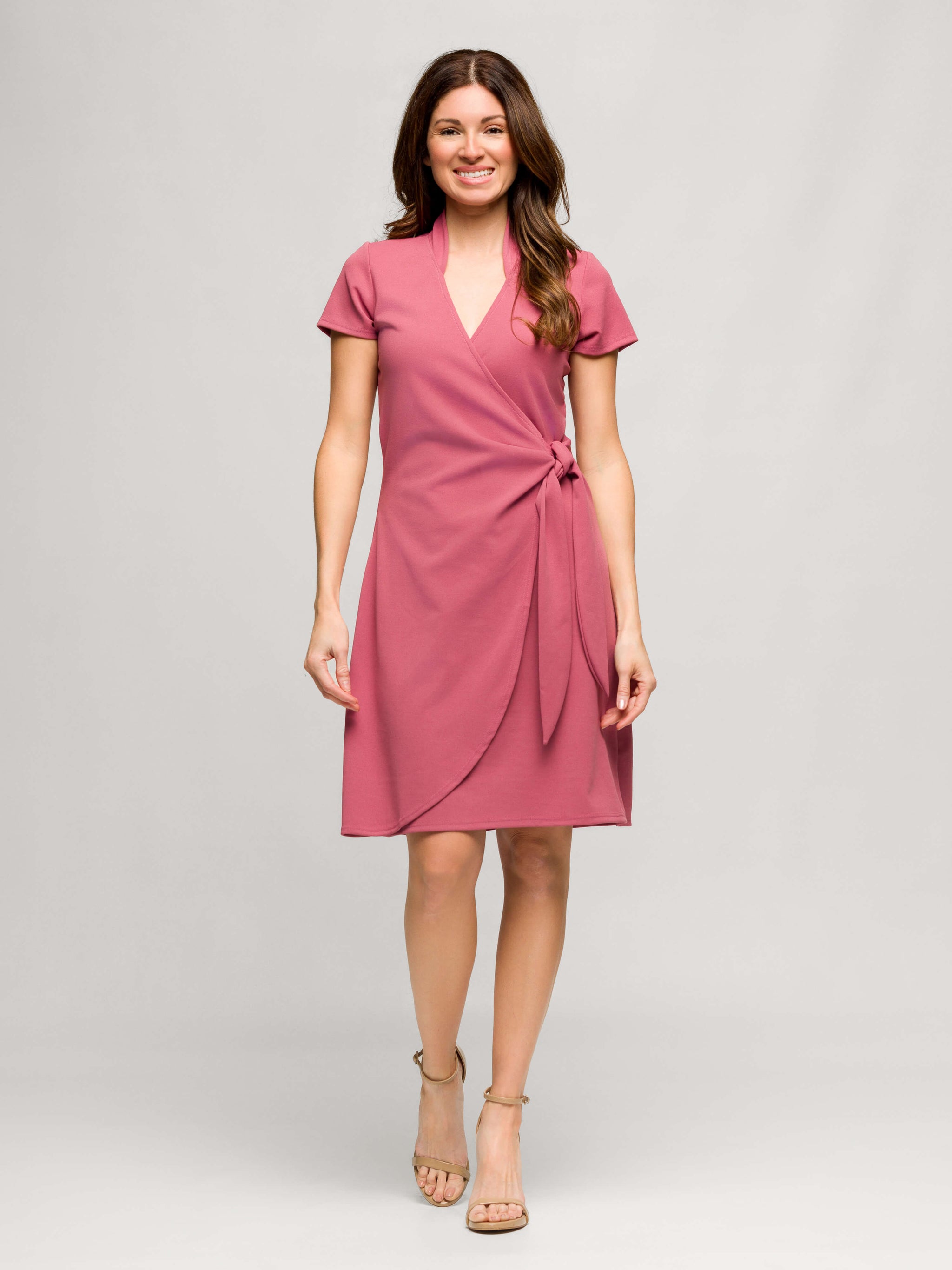 24seven Comfort Apparel Womens Mandarin Collar Knee Length