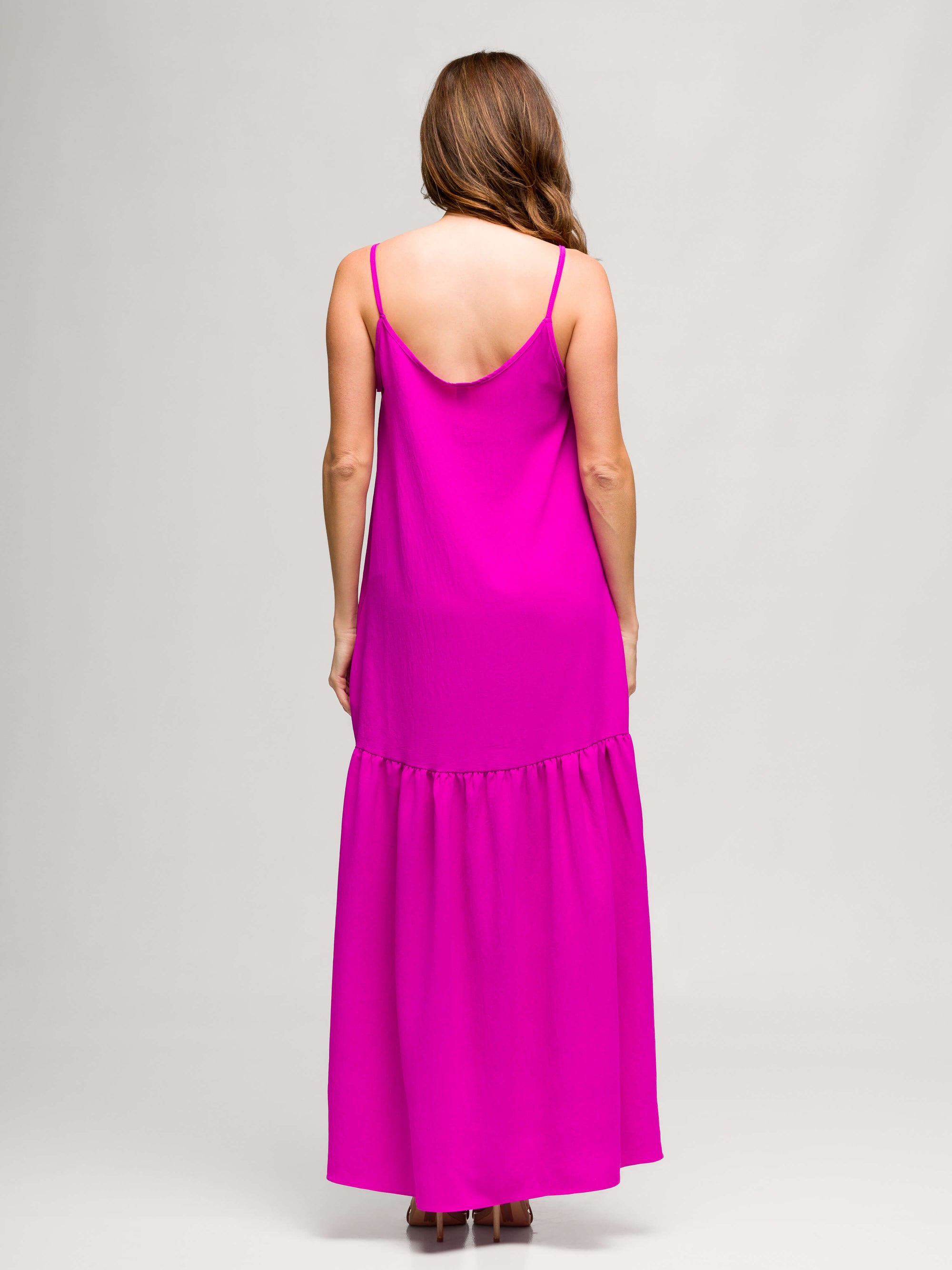 24seven Comfort Apparel Womens Lightweight Spaghetti Strap Pocket Maxi Dress