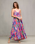 24seven Comfort Apparel Multicolor Lightweight Spaghetti Strap Pocket Maxi Dress