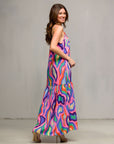 24seven Comfort Apparel Multicolor Lightweight Spaghetti Strap Pocket Maxi Dress