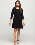24seven Comfort Apparel Three Quarter Sleeve A Line Knee Length Dress