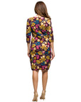 24seven Comfort Apparel Floral Print Faux Wrap Dress