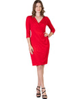 Draped in Style Knee Length V Neck Wrap Dress