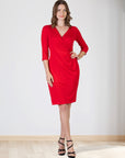 Draped in Style Knee Length V Neck Wrap Dress