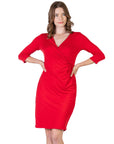 Draped in Style Knee Length V Neck Wrap Dress
