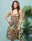 24seven Comfort Apparel Womens Butterfly Print Sleeveless Knee Length Tank Swing Dress