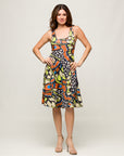 24seven Comfort Apparel Womens Butterfly Print Sleeveless Knee Length Tank Swing Dress