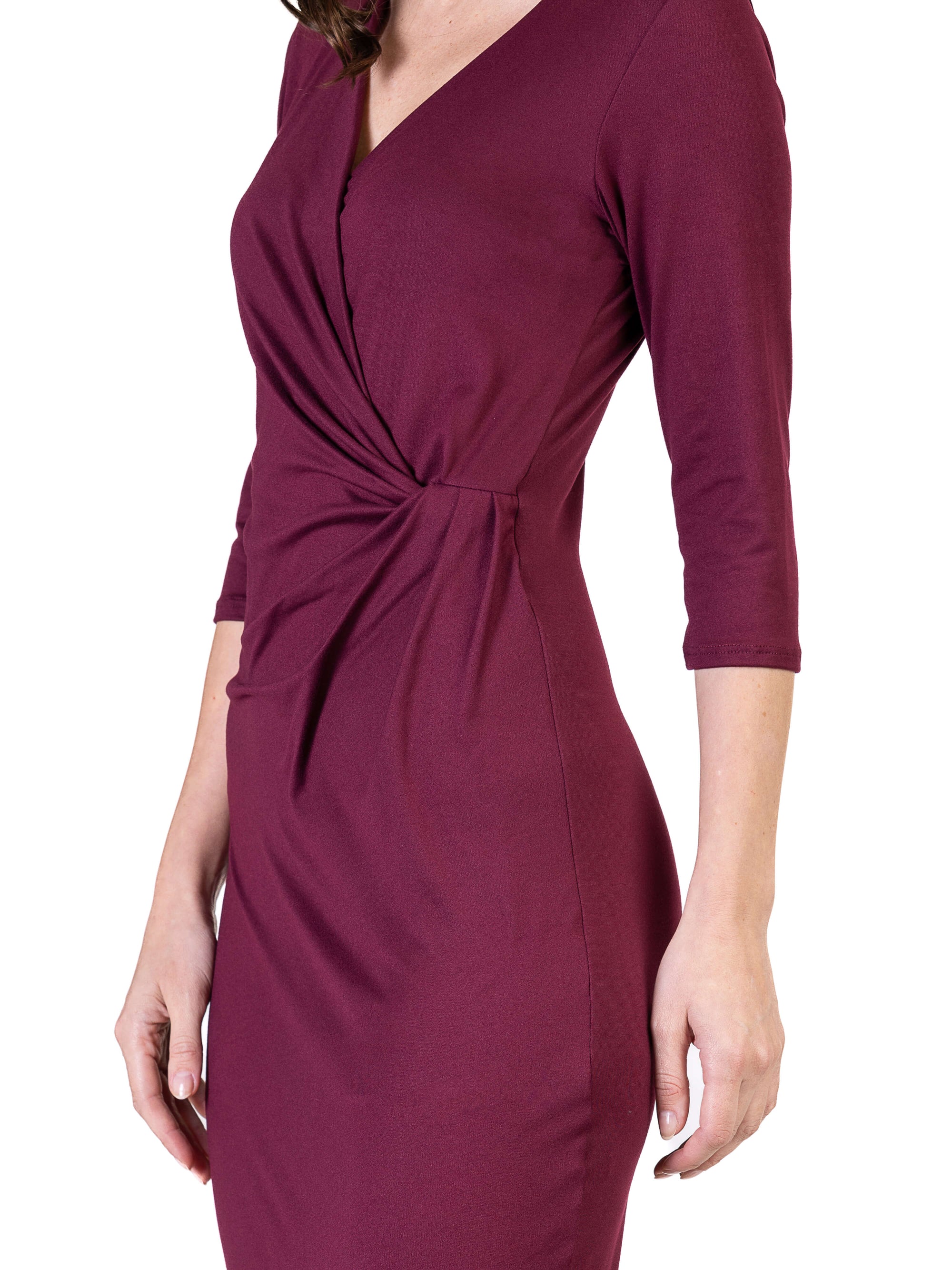 Fitted V-Neck Side Slit Maxi Dress