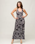 24seven Comfort Apparel Black and White Womens Razorback Tank Casual Maxi Dress